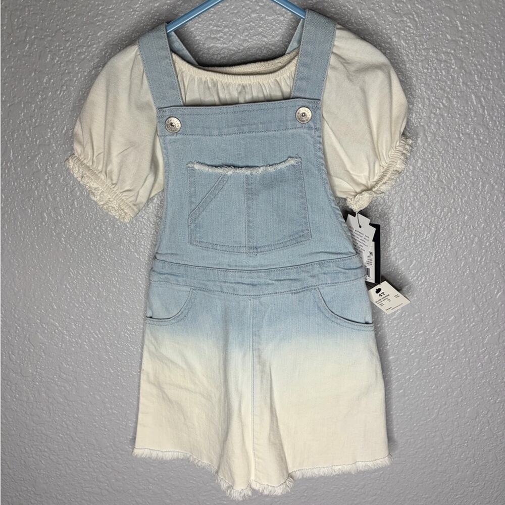 NWT Cat and Jack Target Kids Denim Blue and White Overalls size 4T Summer Shorts